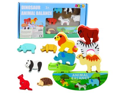 Vyvažovací zvířátka dřevěná dovednostní hra 13 ks