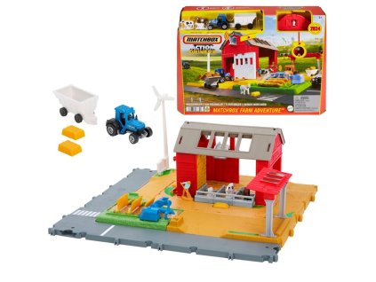 Matchbox Skutečná Dobrodružství Farma + traktor s přívěsem a zvířátka HRY42