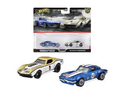Hot Wheels Premium Car Culture Sada 2 aut Custom Corvette Stingray Coupe a '69 Copo Corvette HRR80