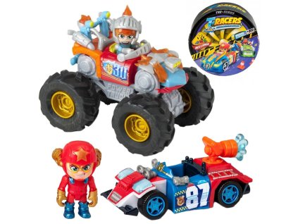 T-Racers Sada Autíčko Mega Striker Power Trucks s figurkou řidiče 18026 + autíčko překvapení série 2