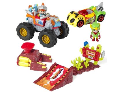 T-Racers Sada Eagle Jump Vystřelovač + Vozidlo Mega Striker 2v1