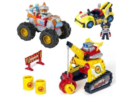 T-Racers - Sada Turbo Crane Jeřáb Vozidlo + Vozidlo Mega Striker 2v1