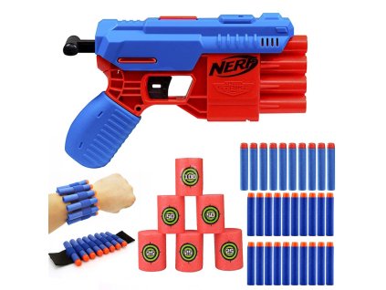 Nerf Alpha Strike Fang QS-4 E6973 modrý + čelenka + cíle + 20 šipek