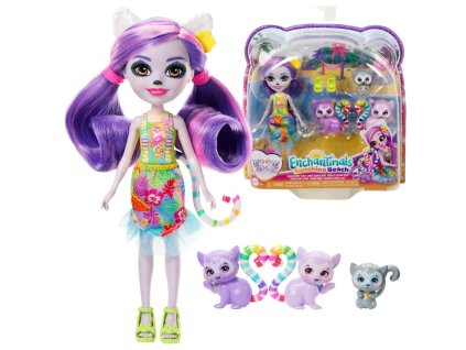 Enchantimals Rodina Lemurů Panenka Lorinda + 3 x Lemur HRX86