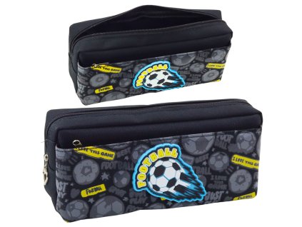 Pouzdro Na Tužky Školní Organizér S Fotbalem Dvě Kapsy Černé