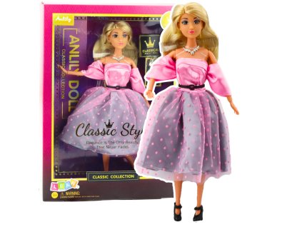 Anlily Panenka Plesové Šaty Světle Růžové Puntíky Pohyblivé Končetiny Blond