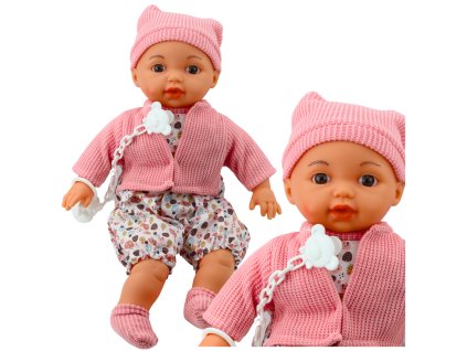 Panenka Miminko Svetr Čepička Dudlík Řetízek Růžová 40cm