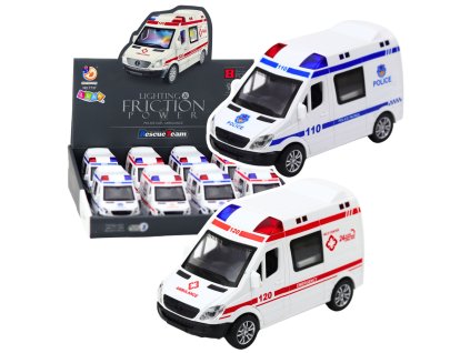 Policejní Auto Sanitka Otevírací Dveře Pohon Světla Zvuky Mix