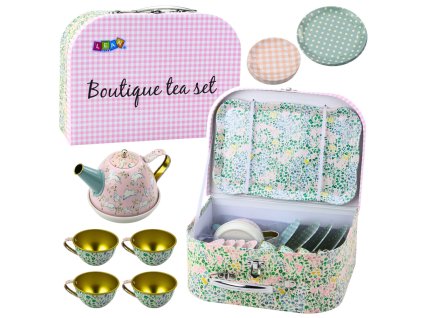 Čajová Sada V Kufříku Pastelová Kovová Sada Nádobí 15 ks