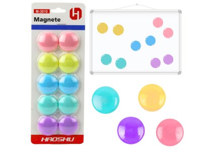 Sada Magnetů Na Magnetické Tabule Barevné 10 ks 3 cm
