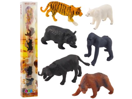 Sada Mini Figurek Divoká Zvířata Žirafa Zebra Lev 6–8cm 6 ks