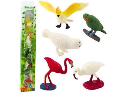 Sada Mini Figurek Exotické Ptactvo Hibiscus Žlutý 4–11cm 6 ks