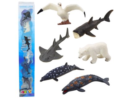 Sada Mini Figurek Mořští Živočichové Pobřeží Racek Žralok 6–8cm 6 ks