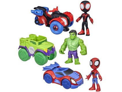 Marvel Spidey a Jeho Úžasní Kamarádi Sada Figurky Miles Morales + Hulk + Spidey s Vozidly