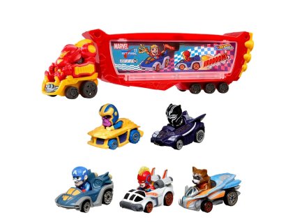 Hot Wheels Marvel Racerverse Transportér Hulkbuster HRY02 + 5 autíček RacerVerse Marvel HPN40