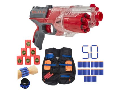 Nerf N-Strike Elite Disruptor Červený F2694 + Vesta + 50 šipek + cíle + páska
