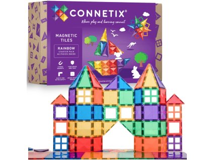 CONNETIX Rainbow Starter Pack Kreativní magnetické kostky 60 dílů
