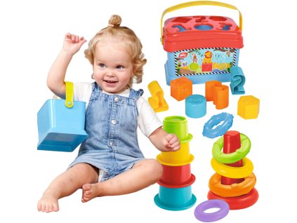ABC Košík S Víkem Sada Třídička S Kostkami + Věž A Pyramidka
