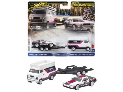Hot Wheels Premium Team Transport DMC Delorean & HW Rally Hauler JBM35