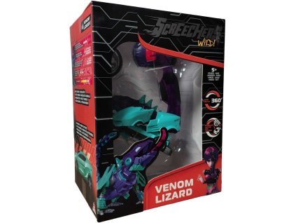 Screechers Wild! Sada Transformující vozidlo Venom Lizard Jedovatá ještěrka auto + mince