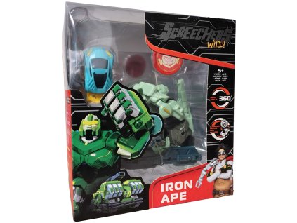 Screechers Wild! Sada Transformující vozidlo Iron Ape Opice auto + mince