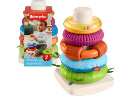 Barevná senzorická pyramida z kroužků 6 dílů