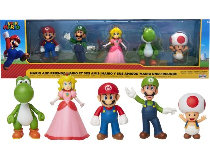 Super Mario figurky sada Mario, Luigi, Peach, Yoshi, Toad