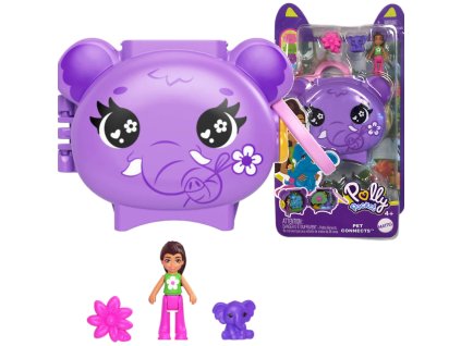 Polly Pocket Kompaktní sada Pet Connects Sloník figurky a doplňky