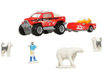 Sada Matchbox Adventure MBX Arctic Explorer hlídková vozidla + doplňky