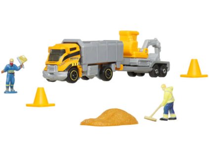 Sada Matchbox Adventure MBX Construction stavební vozidla + doplňky