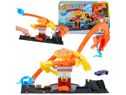Hot Wheels Pizza Slam Cobra Attack Šílená pizza Útok kobry autodráha + vozidlo