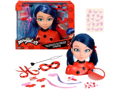 Panenka hlava na česání a styling vlasů Beruška Ladybug Miraculous Marinette Deluxe + doplňky