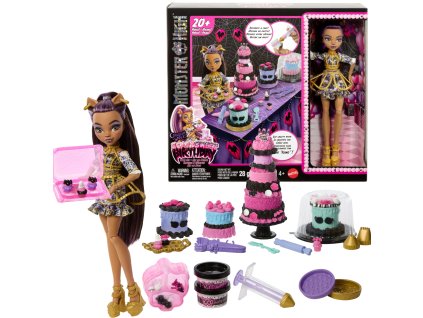 Monster High Clawdeen Wolf Strašisladké narozeniny Cake Kit panenka 28 cm + modelovací hmota a doplňky