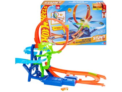 Hot Wheels Stunt Tracks Mid-Air Crash vzdušná srážka závodní dráha + vozidlo