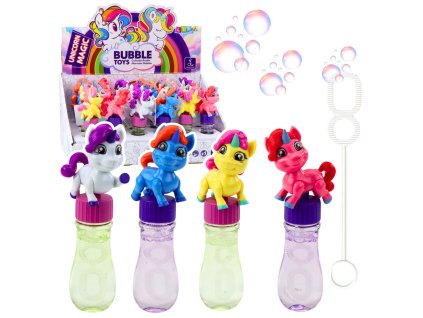 Bublifuk jednorožec pohyblivá figurka barevná 14 cm mix