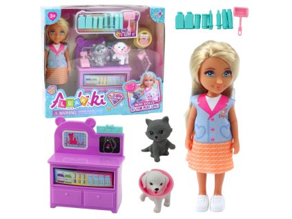 Mini panenka veterinářka, pes, kočka, sada doplňků pro ošetření