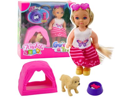 Mini panenka set se psem, stanem a doplňky