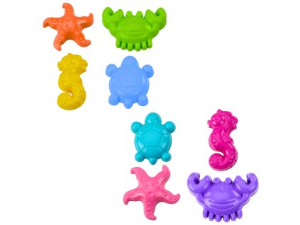Mořské pískové formy 4 kusy Krab Želva Hvězdice Kůň Žlutozelená