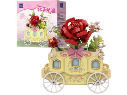 Stavebnice Pantasy Květinový vozík s růží 264 dílků