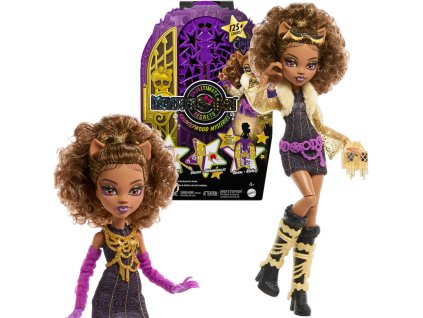 Monster High Sada Panenka Clawdeen Wolf 28 cm + překvapivé doplňky Strašidelná škola