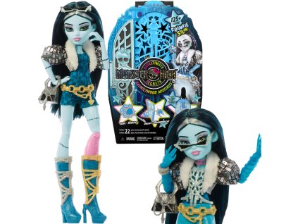 Monster High Sada Panenka Frankie Stein 28 cm + překvapivé doplňky Strašidelná škola