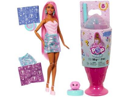 Panenka Barbie Pop Reveal sada s 8 překvapeními růžový dezert