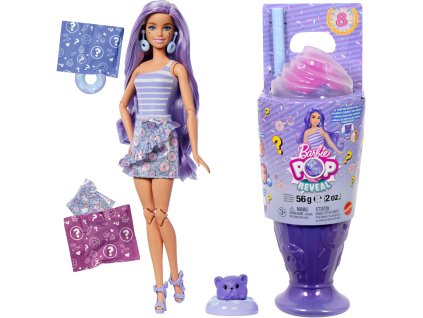 Panenka Barbie Pop Reveal sada s 8 překvapeními fialový dezert