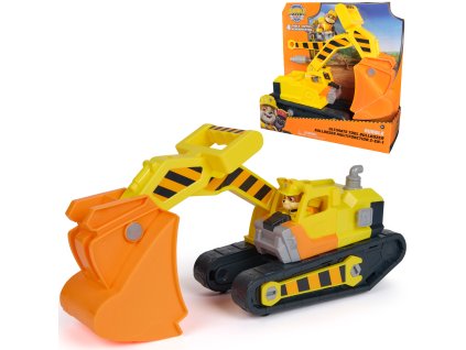 Tlapková Patrola Rubble&Crew Sada Stavební Vozidlo Buldozer s Nářadím + Figurka Rubble Ultimate Tool Bulldozer