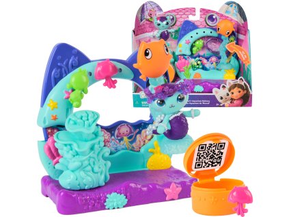 Kočičí Domek Gabby Film Sada Balkon s Akváriem Figurka Mořská kočička + Doplňky Gabby's Dollhouse the Movie