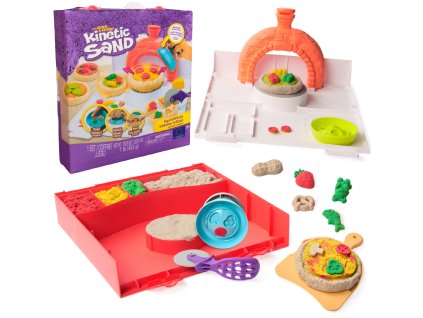 Kinetický písek Kinetic Sand Sada na výrobu rostoucí pizzy SquishPizza 450 g písku + doplňky