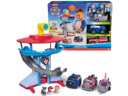 Pozorovací základna Tlapková patrola se světlem a zvukem plus vozidla a figurky