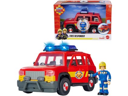 Požárník Sam Záchranné Vozidlo 19 cm + figurka Elvis First Responder
