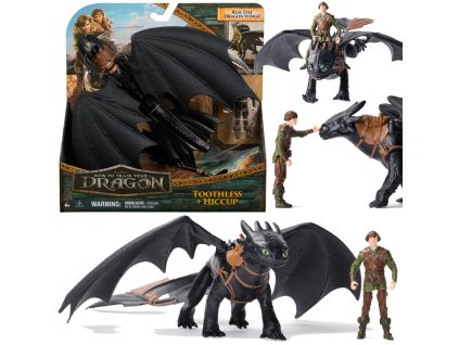 Jak vycvičit draka – figurka Bezzubka a Viking Škyťák (Toothless & Hiccup), 33 cm
