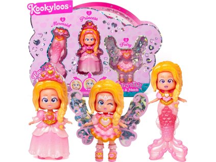 KookyLoos Fairytale Hearts – figurka 3v1: víla, mořská víla, princezna